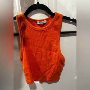 Orange Cropped Tank Top